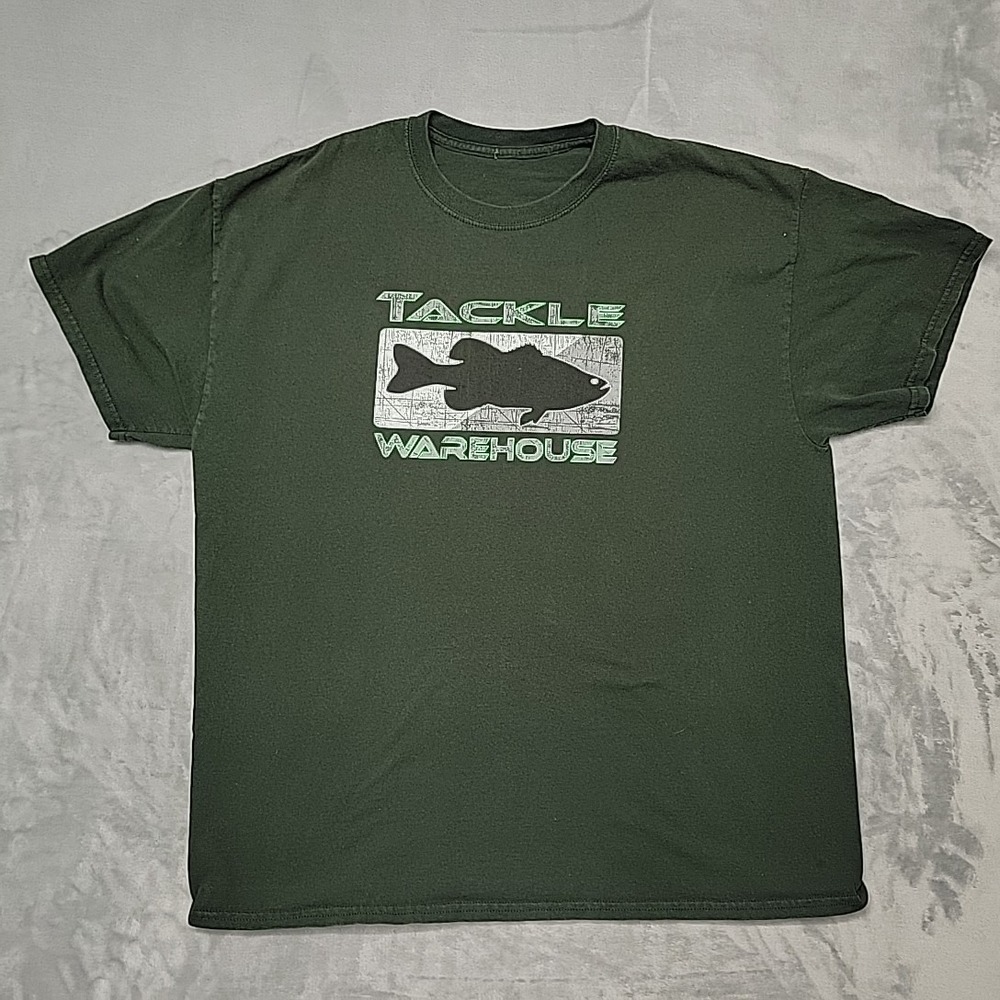 Tackle Warehouse Shirt Mens XL Green Graphic Tee Fishing Bass Outdoors